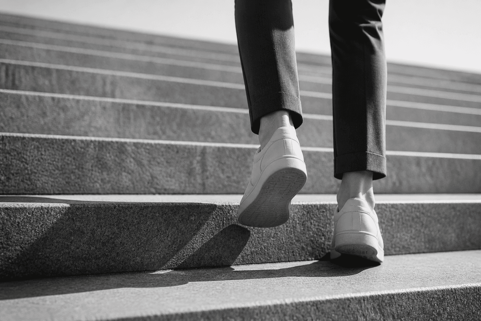 A person moving upward with purpose